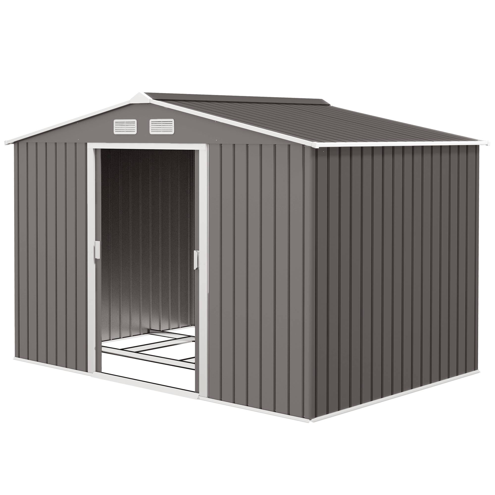 Remise de jardin acier laqué extérieur stockage outils 277x195cm gris - ComfortXL Outdoor Living - Image 2