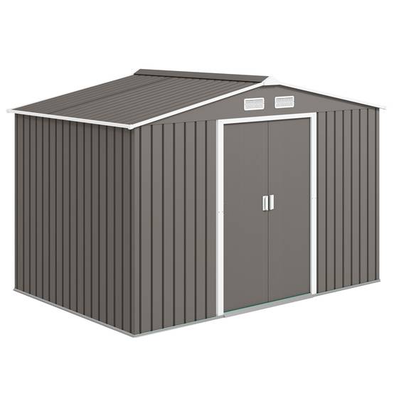 Remise de jardin acier laqué extérieur stockage outils 277x195cm gris - ComfortXL Outdoor Living - Image 1