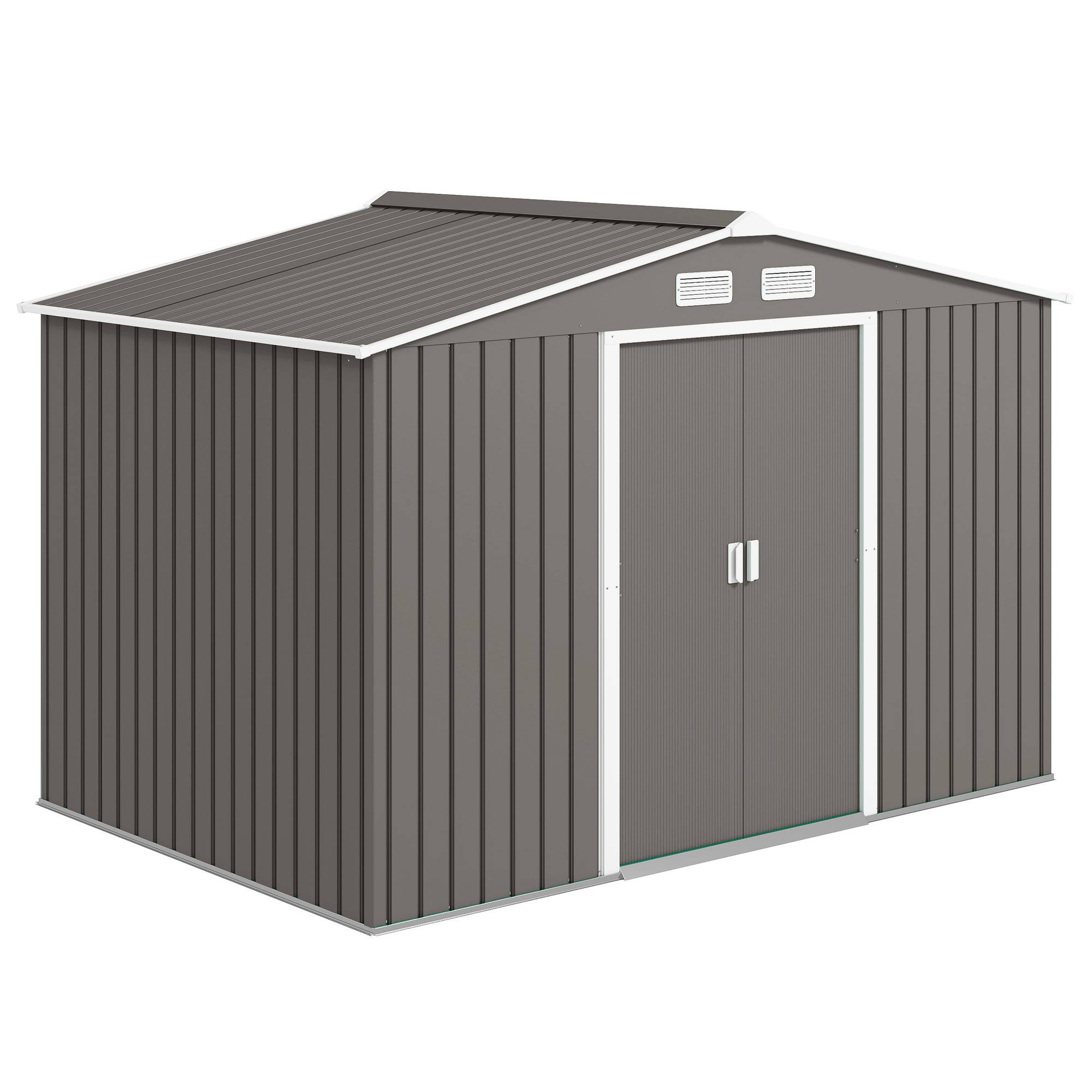 Remise de jardin acier laqué extérieur stockage outils 277x195cm gris - ComfortXL Outdoor Living