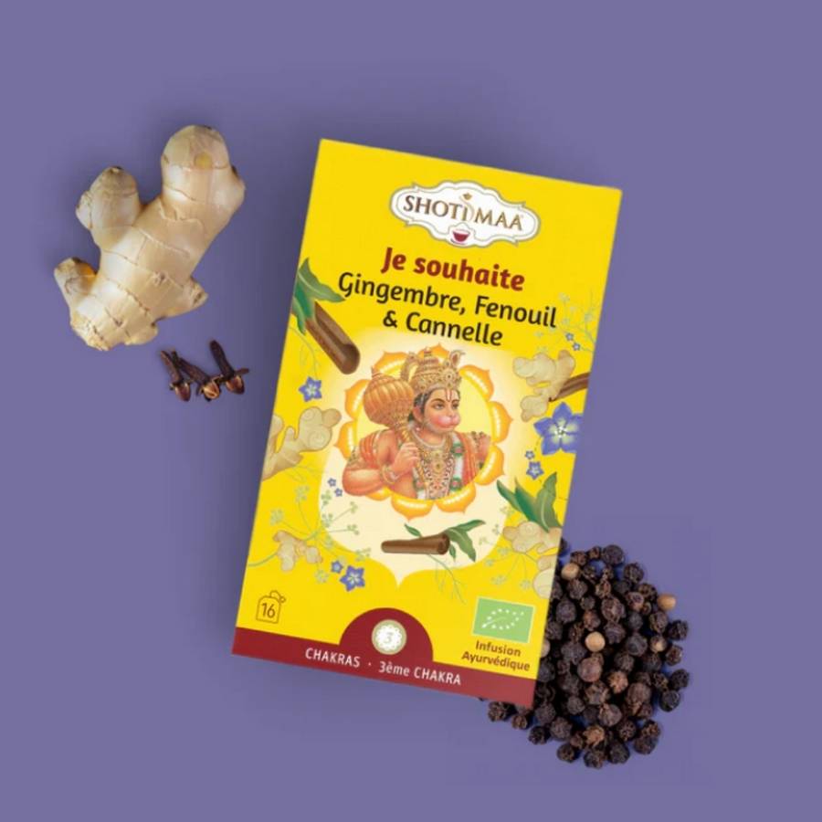 Tisane & Thé Bio Je Souhaite Gamme Chakra - Gingembre stimulant, fenouil doux et cannelle réconfortante - après repas - Image 3