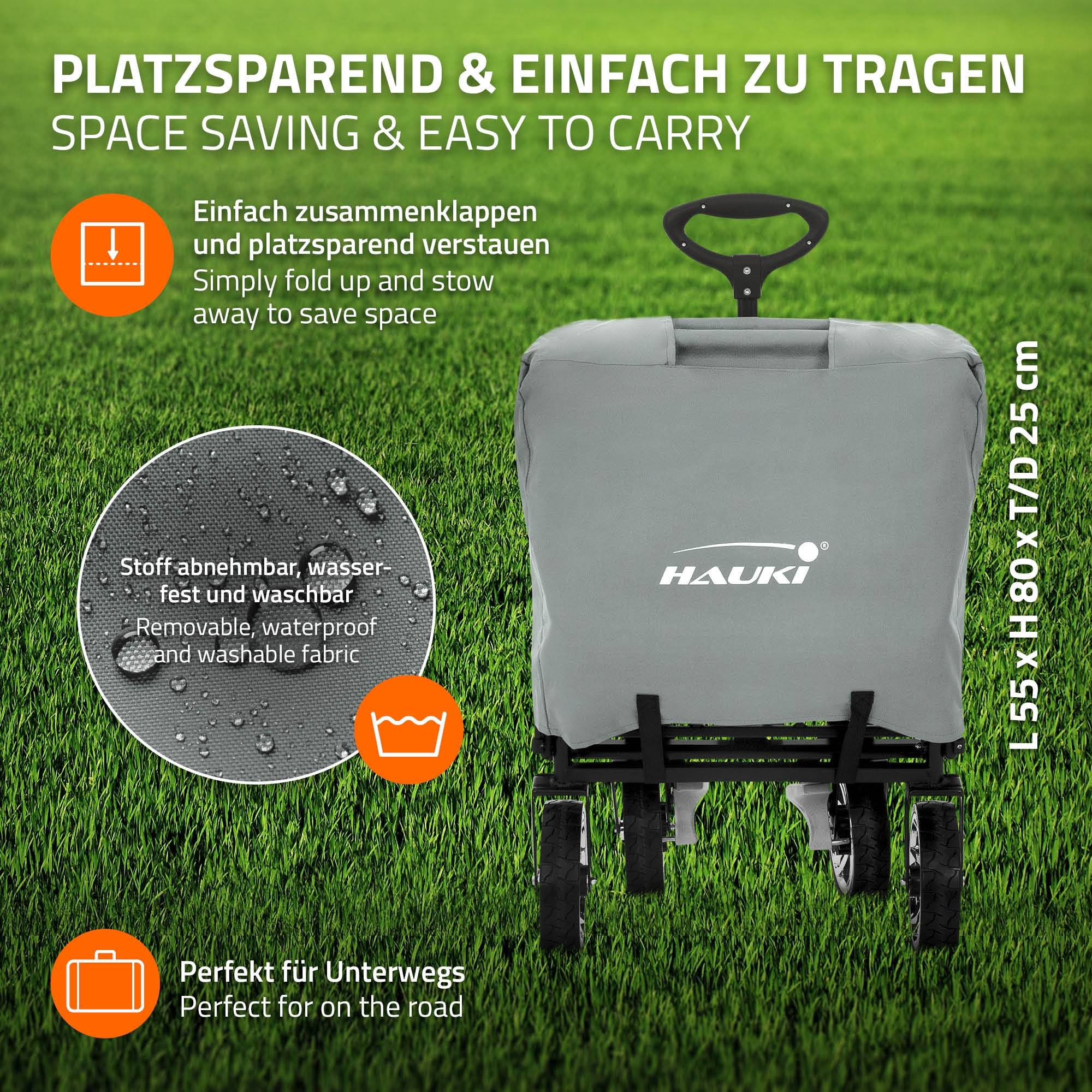Chariot pliable avec toit gris poussette de plage avec poches et siège à 2 places roulette avec freins pivotante 360° charge 120 kg pour enfant/outils - Imagen 7