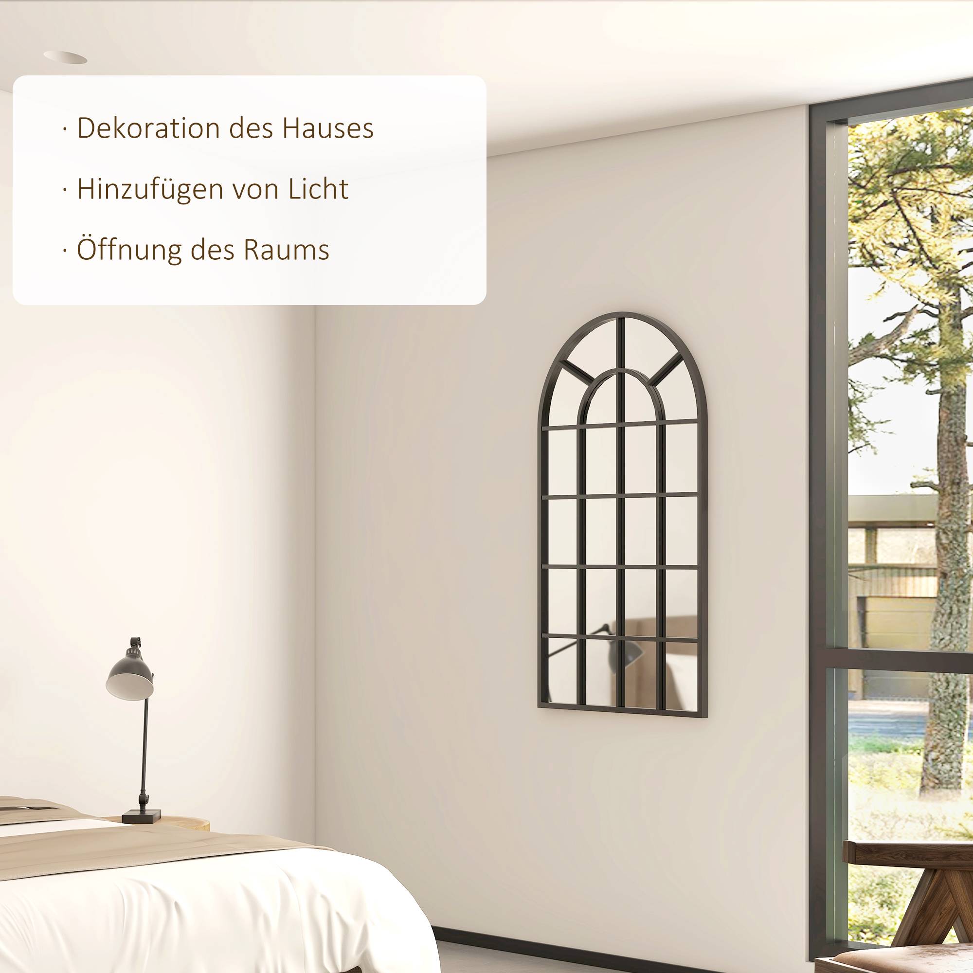 ComfortXL - Miroir Mural Arche Métal Noir Salon Entrée Design Fenêtre Industriel 110x65cm - ComfortXL Outdoor Living - Image 4