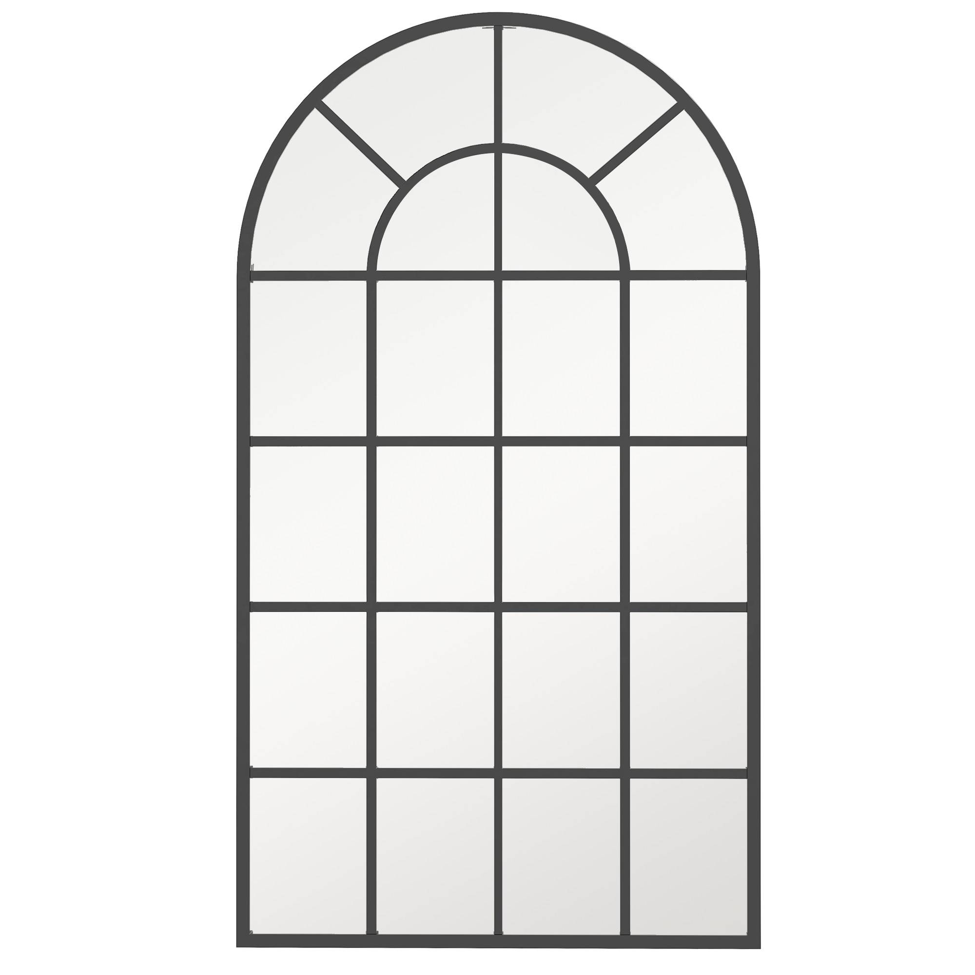 ComfortXL - Miroir Mural Arche Métal Noir Salon Entrée Design Fenêtre Industriel 110x65cm - ComfortXL Outdoor Living - Image 2