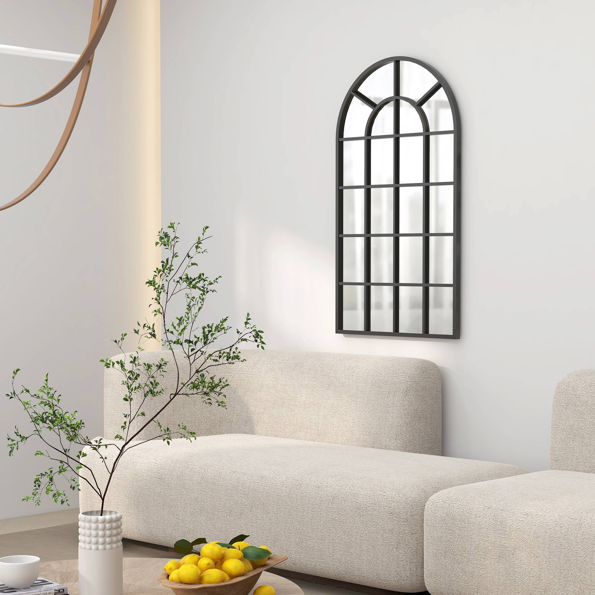 ComfortXL - Miroir Mural Arche Métal Noir Salon Entrée Design Fenêtre Industriel 110x65cm - ComfortXL Outdoor Living - Image 1