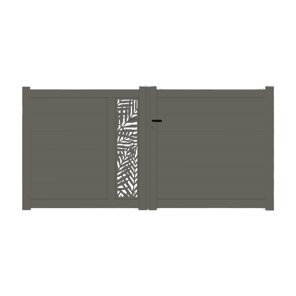Portail Packit - Portail alu battant découpe laser en kit dim. L.4000 (entre piliers) x H.1500 mm  Gris Quartz (RAL 7039)