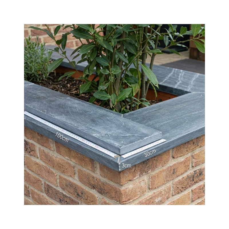Jardinex - Couvre mur plat ardoise brossée 100 x 30 x 3 cm - Gris  (Lot de 10) - Jardinex - Imagen 4