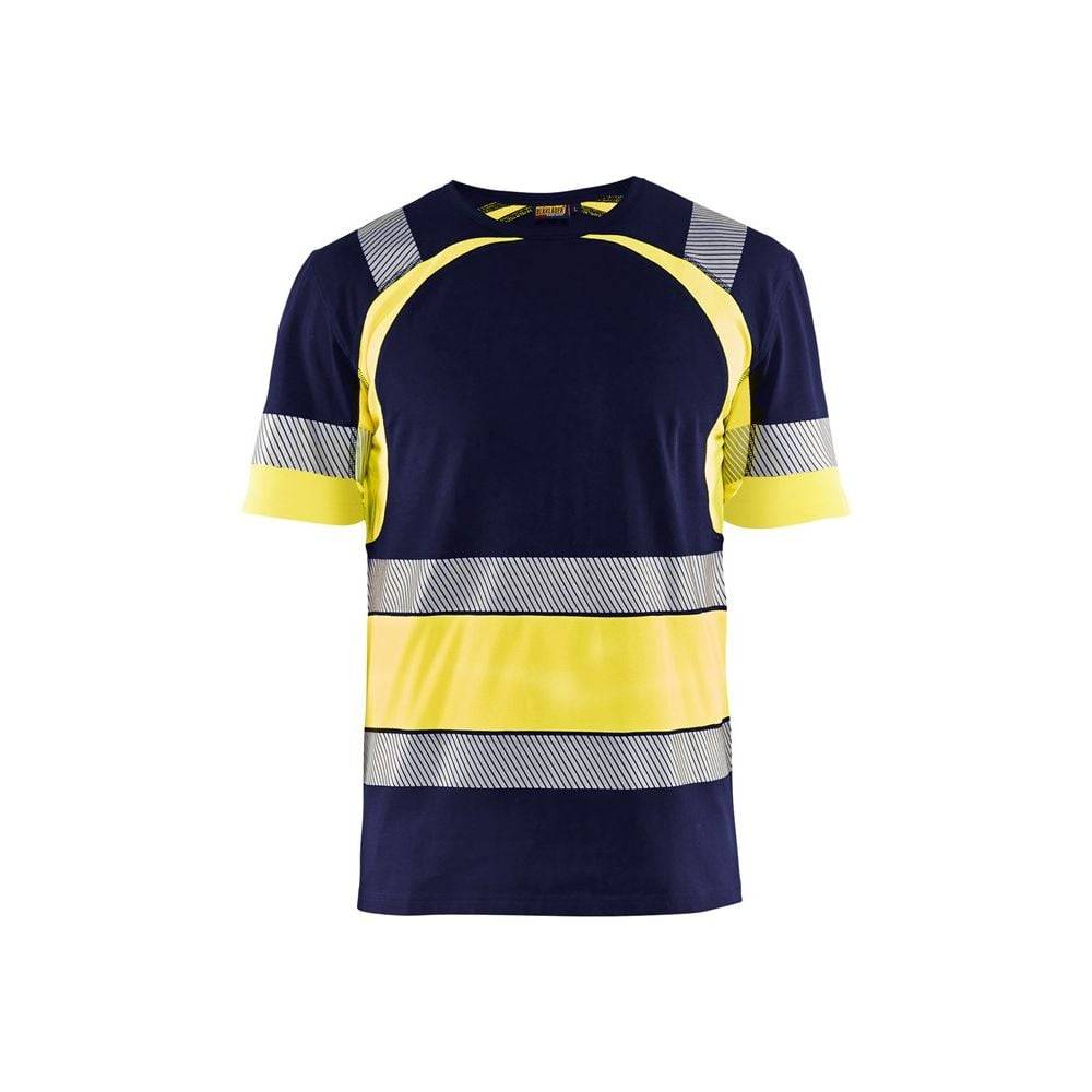 T-shirt de travail haute visibilité Blaklader 100% coton Marine / Jaune S