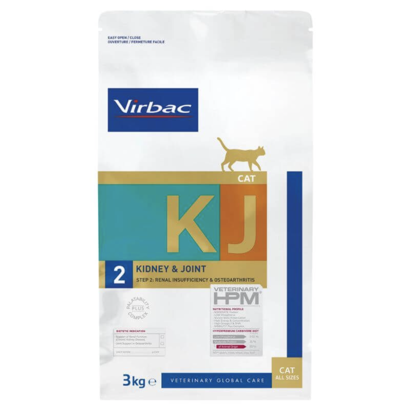 CROQUETTES CHAT VETERINARY HPM CAT KJ2 KIDNEY JOINT - VIRBAC 3 kg - Image 1