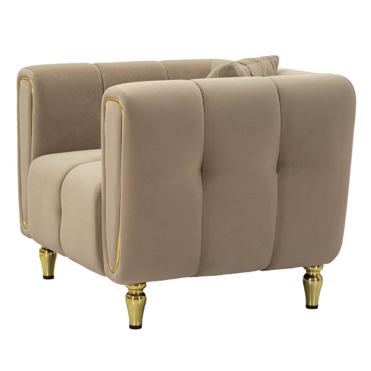 Paris Prix - Fauteuil en Velours Matelassé "Alma" 97cm Gris - Image 3