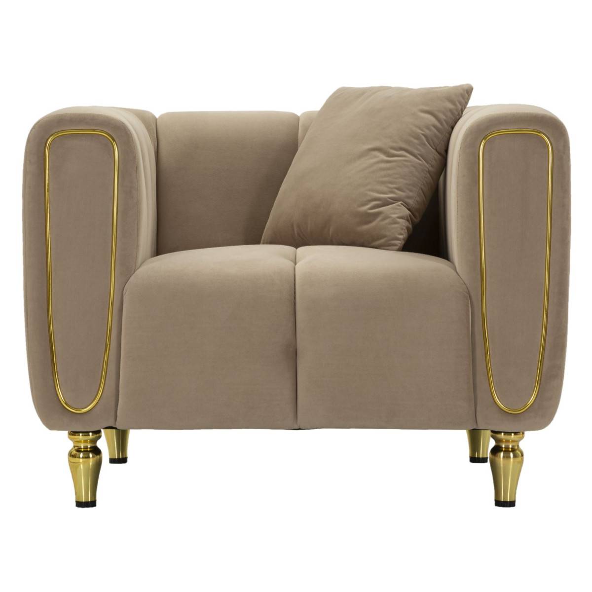 Paris Prix - Fauteuil en Velours Matelassé "Alma" 97cm Gris - Image 2
