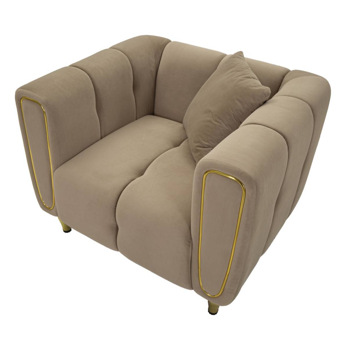 Paris Prix - Fauteuil en Velours Matelassé "Alma" 97cm Gris - Image 4