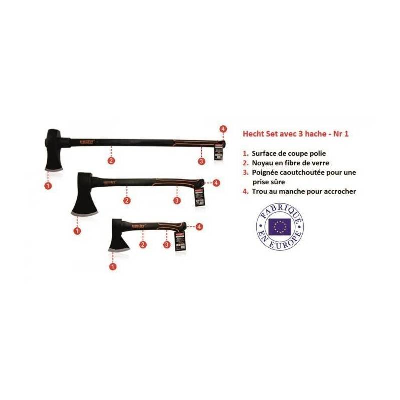 Hecht Set a 3 Haches merlin a fendre couperet 30-55-85 cm Nr. 1 - Image 5