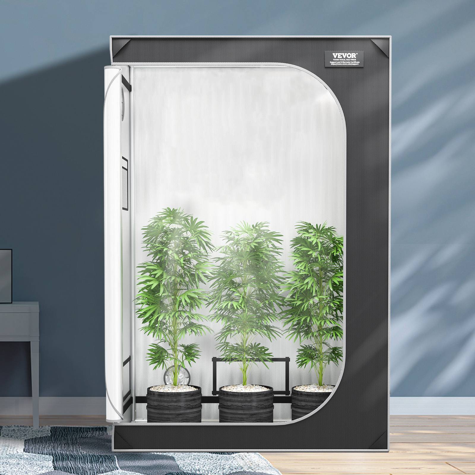 Vevor - VEVOR Tente de culture 122x61x183cm, Mylar 2000D réfléchissante, fenêtre, plateau, pour intérieur. - Image 8