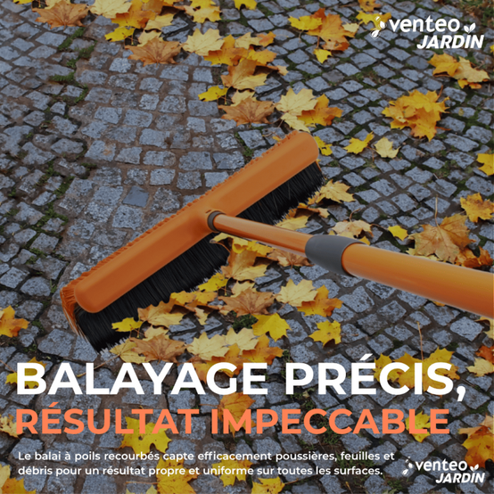 Balai de Cantonnier à Poils Recourbés | Balai Brosse Extérieur | Outils jardinage avec Manche Télescopique de 93 à 153 cm- VENTEO - Image 5