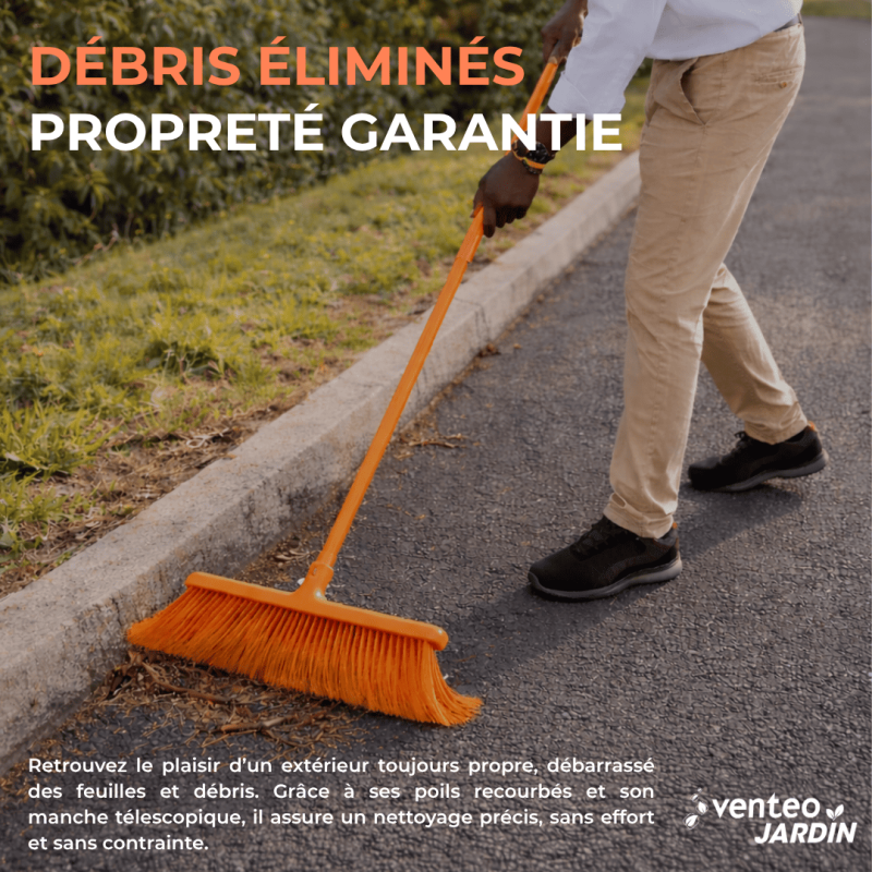 Balai de Cantonnier à Poils Recourbés | Balai Brosse Extérieur | Outils jardinage avec Manche Télescopique de 93 à 153 cm- VENTEO - Image 6