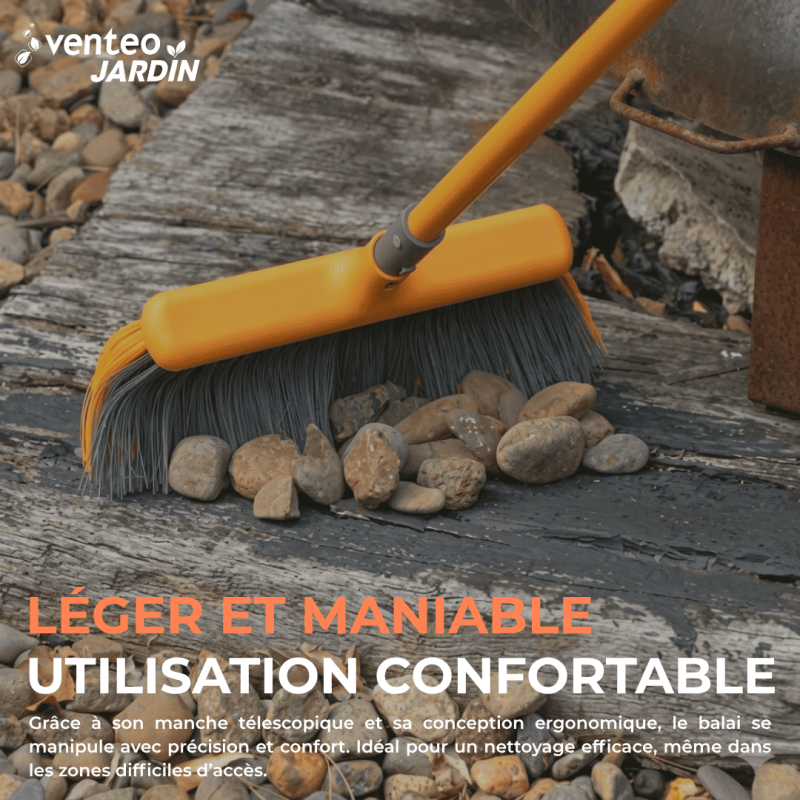 Balai de Cantonnier à Poils Recourbés | Balai Brosse Extérieur | Outils jardinage avec Manche Télescopique de 93 à 153 cm- VENTEO - Image 7