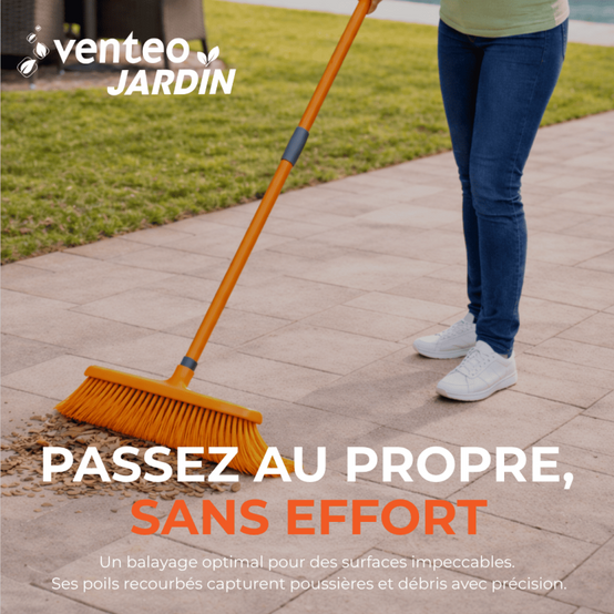 Balai de Cantonnier à Poils Recourbés | Balai Brosse Extérieur | Outils jardinage avec Manche Télescopique de 93 à 153 cm- VENTEO - Image 8