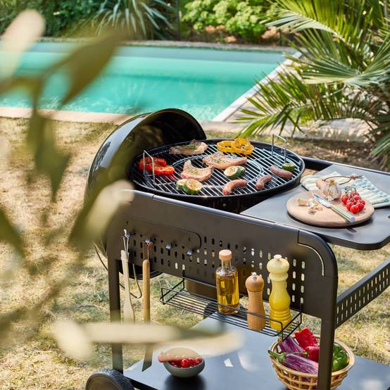 sweeek - Barbecue rond charbon de bois acier émaillé Ø53cm. grill noir avec chariot - Maurice | sweeek - Image 5