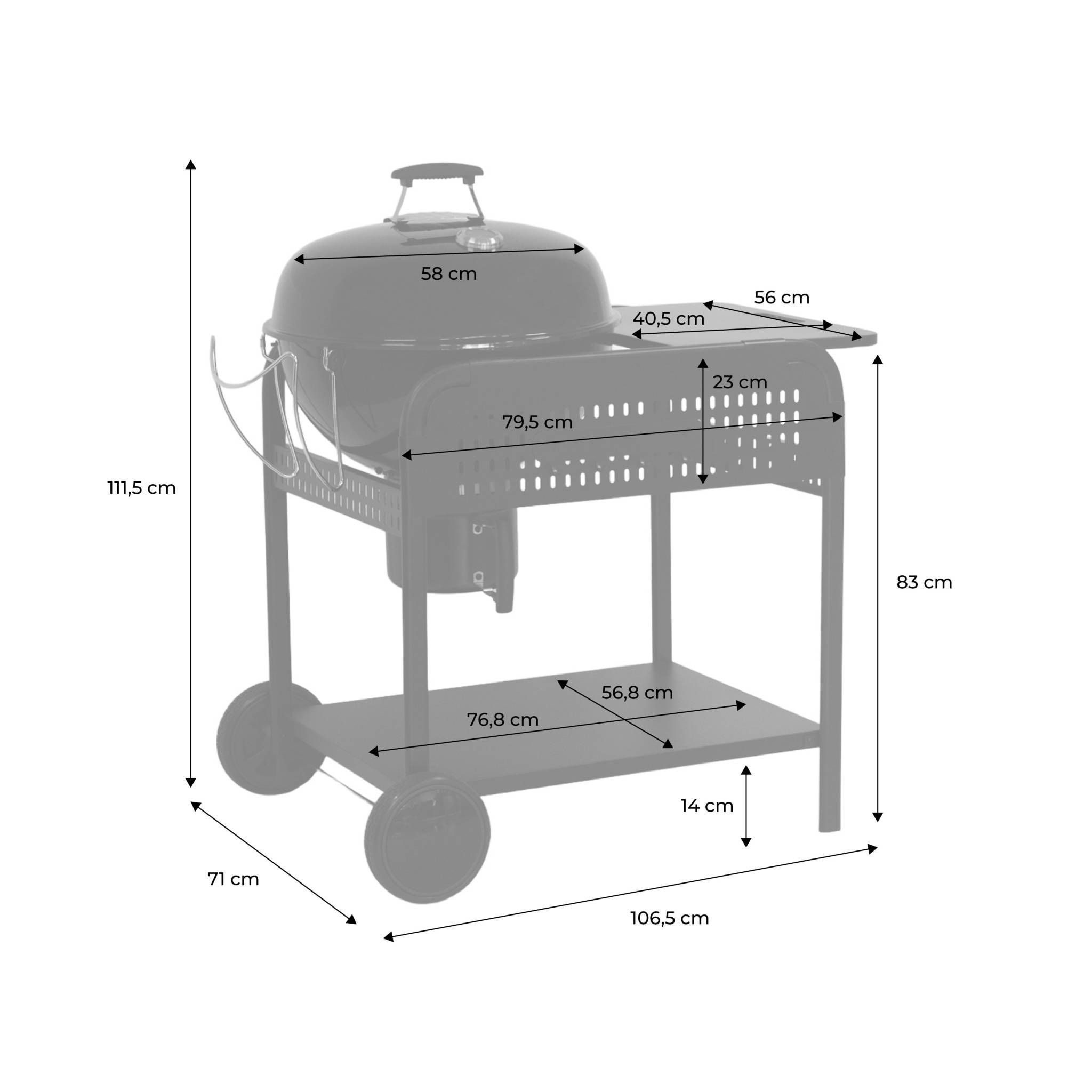 sweeek - Barbecue rond charbon de bois acier émaillé Ø53cm. grill noir avec chariot - Maurice | sweeek - Image 3