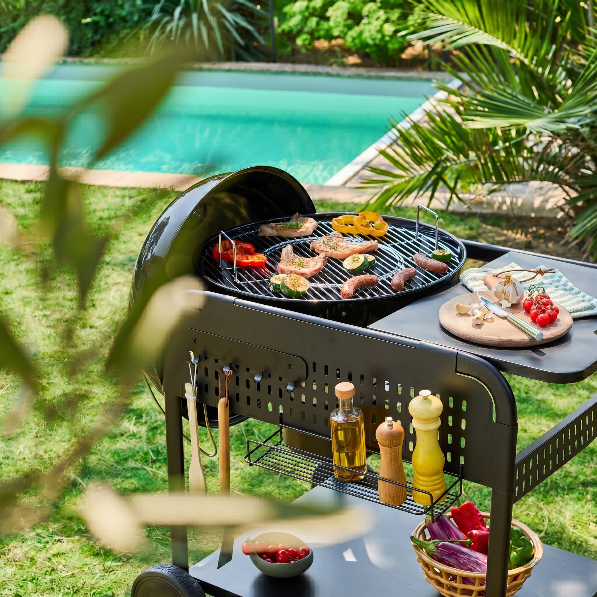 sweeek - Barbecue rond charbon de bois acier émaillé Ø53cm. grill noir avec chariot - Maurice | sweeek - Image 5