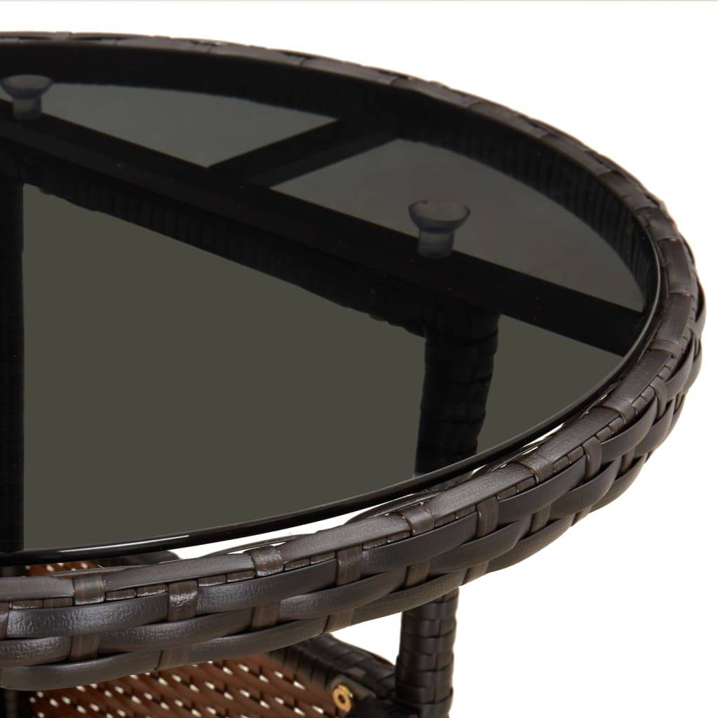 ComfortXL - Petite Table d'Appoint Ronde Marron Ø60 cm en Résine Tressée et Verre Trempé pour Extérieur – ComfortXL Outdoor Living - Image 5