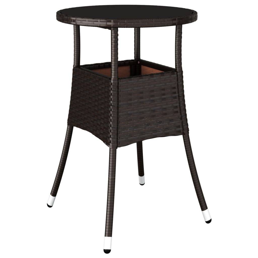 ComfortXL - Petite Table d'Appoint Ronde Marron Ø60 cm en Résine Tressée et Verre Trempé pour Extérieur – ComfortXL Outdoor Living - Image 2