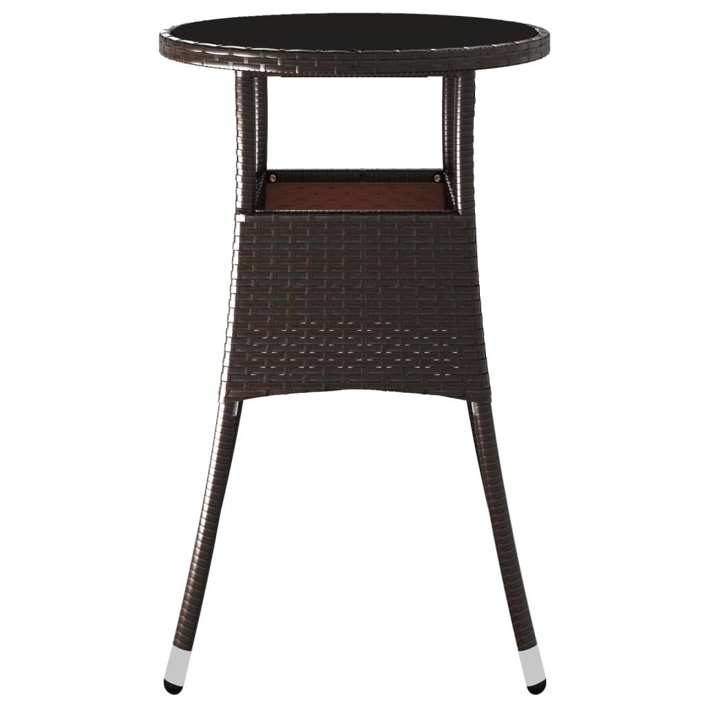 ComfortXL - Petite Table d'Appoint Ronde Marron Ø60 cm en Résine Tressée et Verre Trempé pour Extérieur – ComfortXL Outdoor Living - Image 4