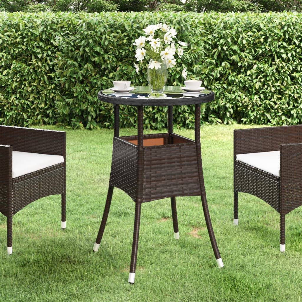 ComfortXL - Petite Table d'Appoint Ronde Marron Ø60 cm en Résine Tressée et Verre Trempé pour Extérieur – ComfortXL Outdoor Living - Image 1