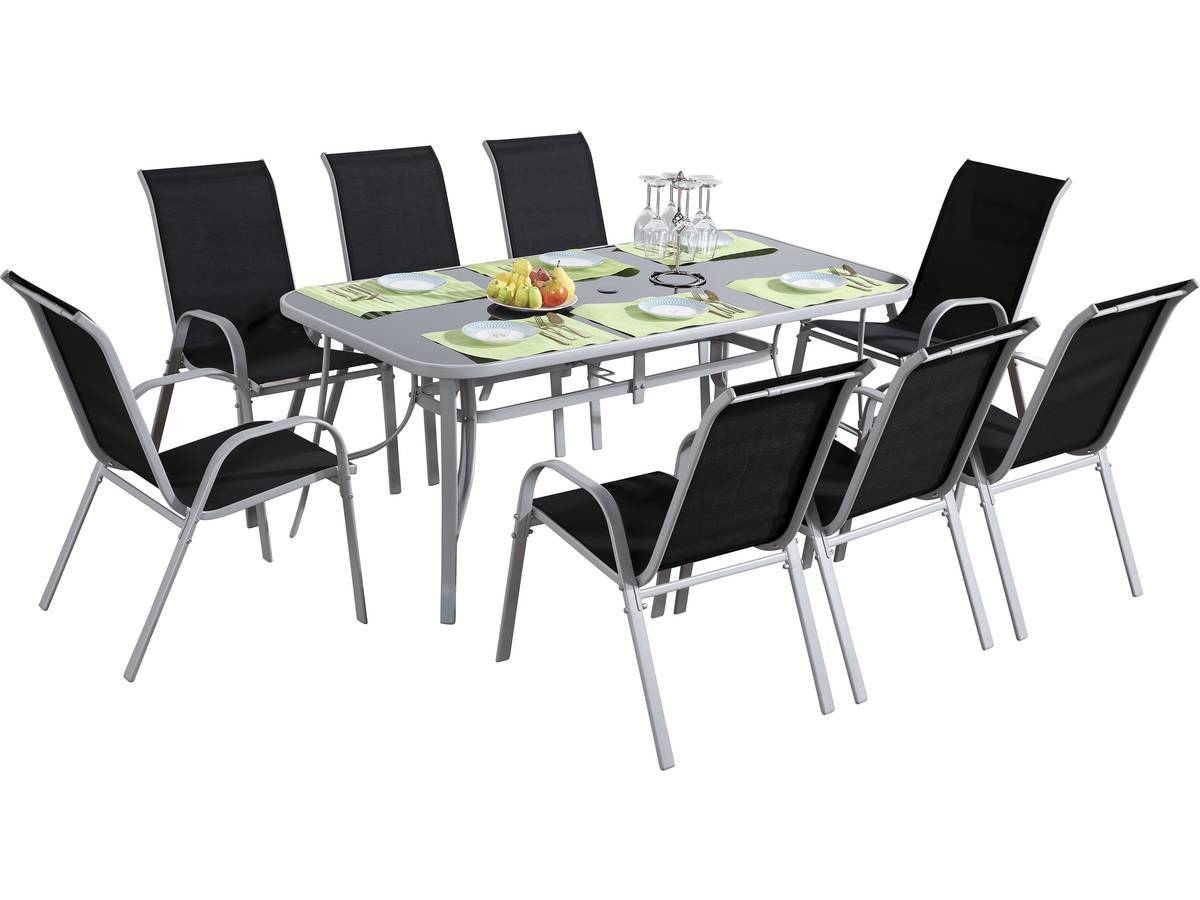Habitat Et Jardin - Table Et Chaises De Jardin En Textilène "cordoba Xl 180" - Phoenix - 8 Places - Noir -habitat Et Jardin - Imagen 1