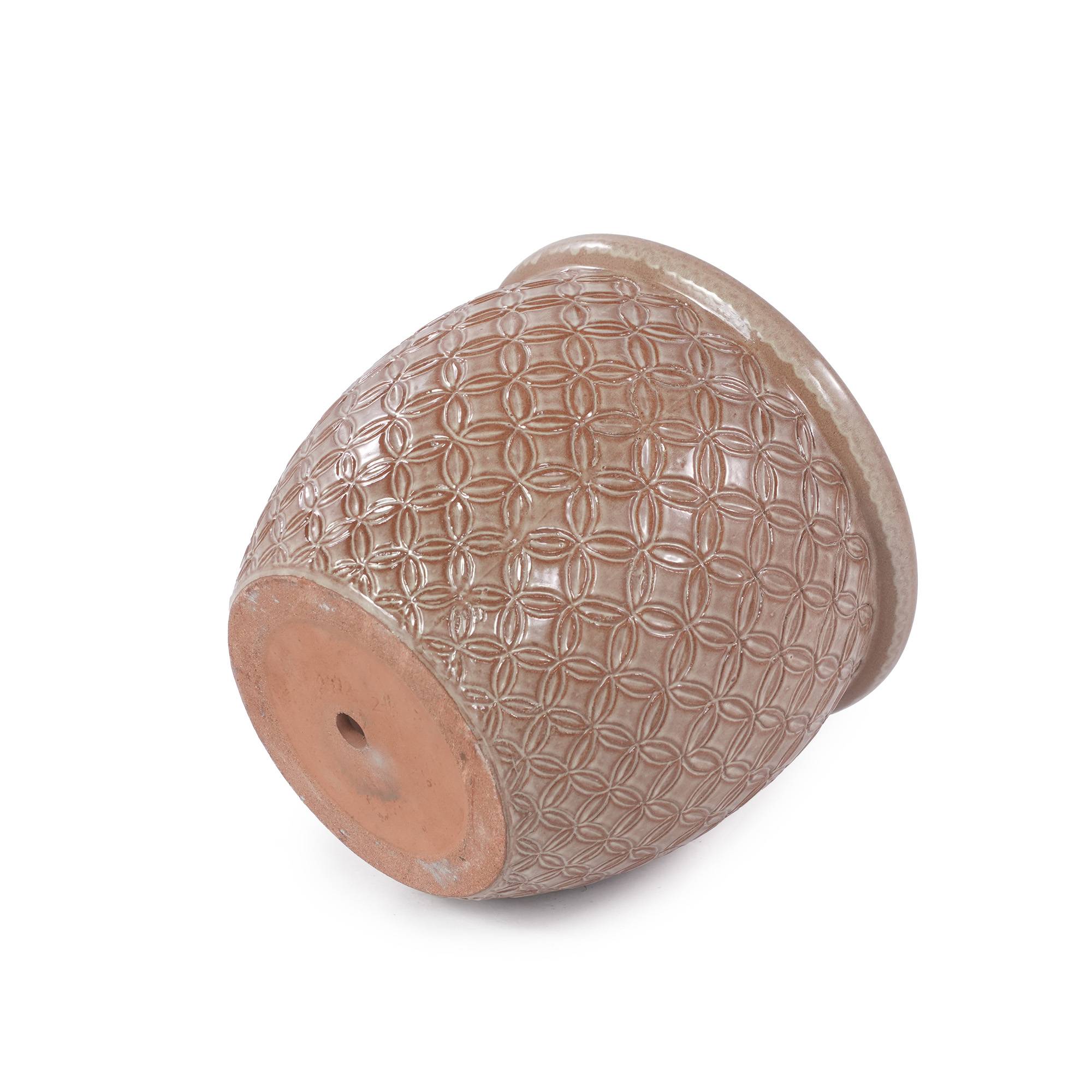 ComfortXL - Pot de fleurs en céramique fait main intérieur extérieur drainant Ø 30,5 cm beige - ComfortXL Outdoor Living - Image 5