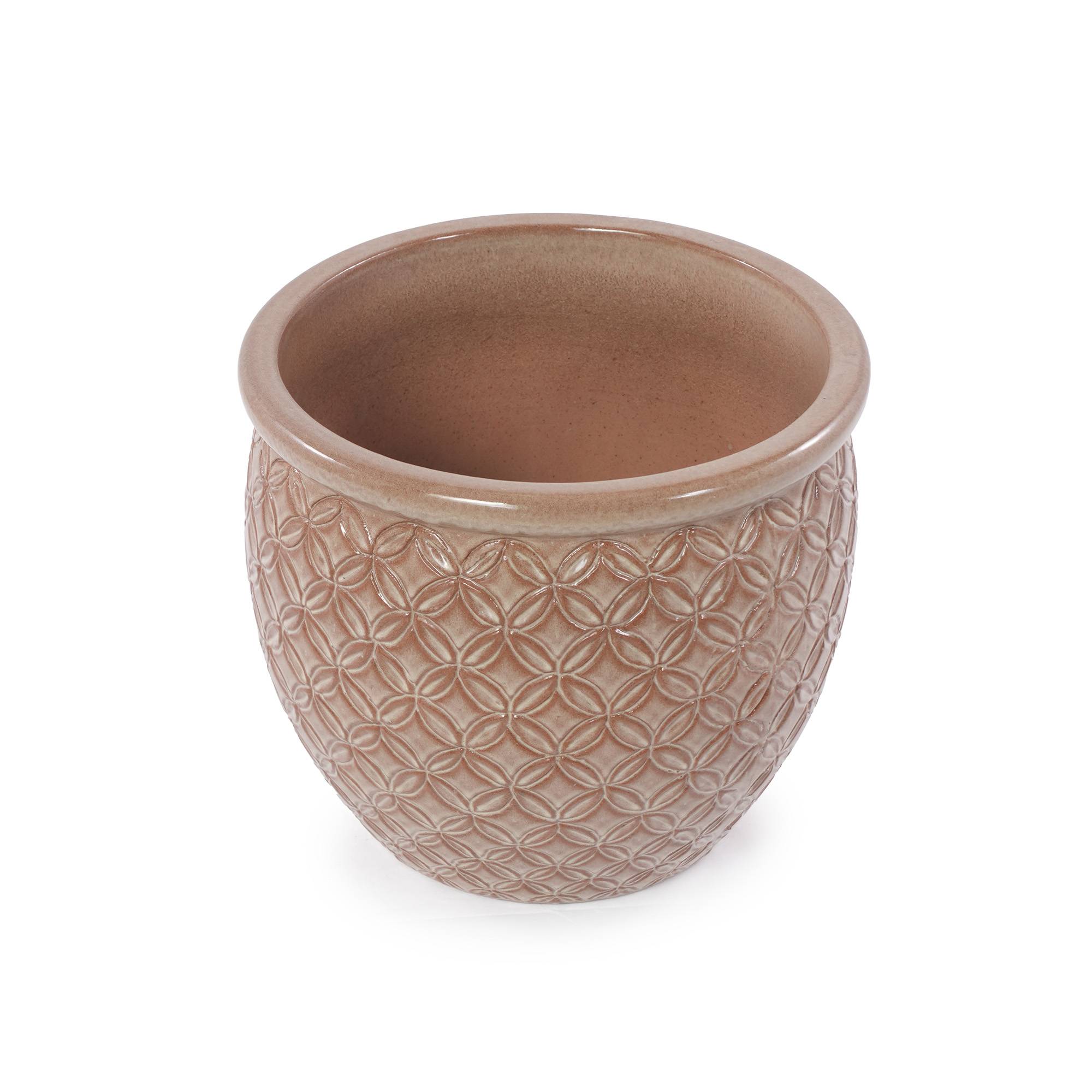 ComfortXL - Pot de fleurs en céramique fait main intérieur extérieur drainant Ø 30,5 cm beige - ComfortXL Outdoor Living - Image 6
