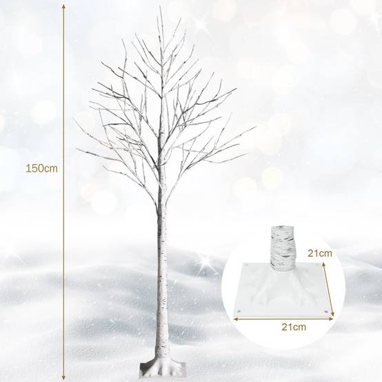 Arbre de Bouleau Artificiel 150cm avec 72 Lumières LED Blanc Chaud (150 CM) - Image 4