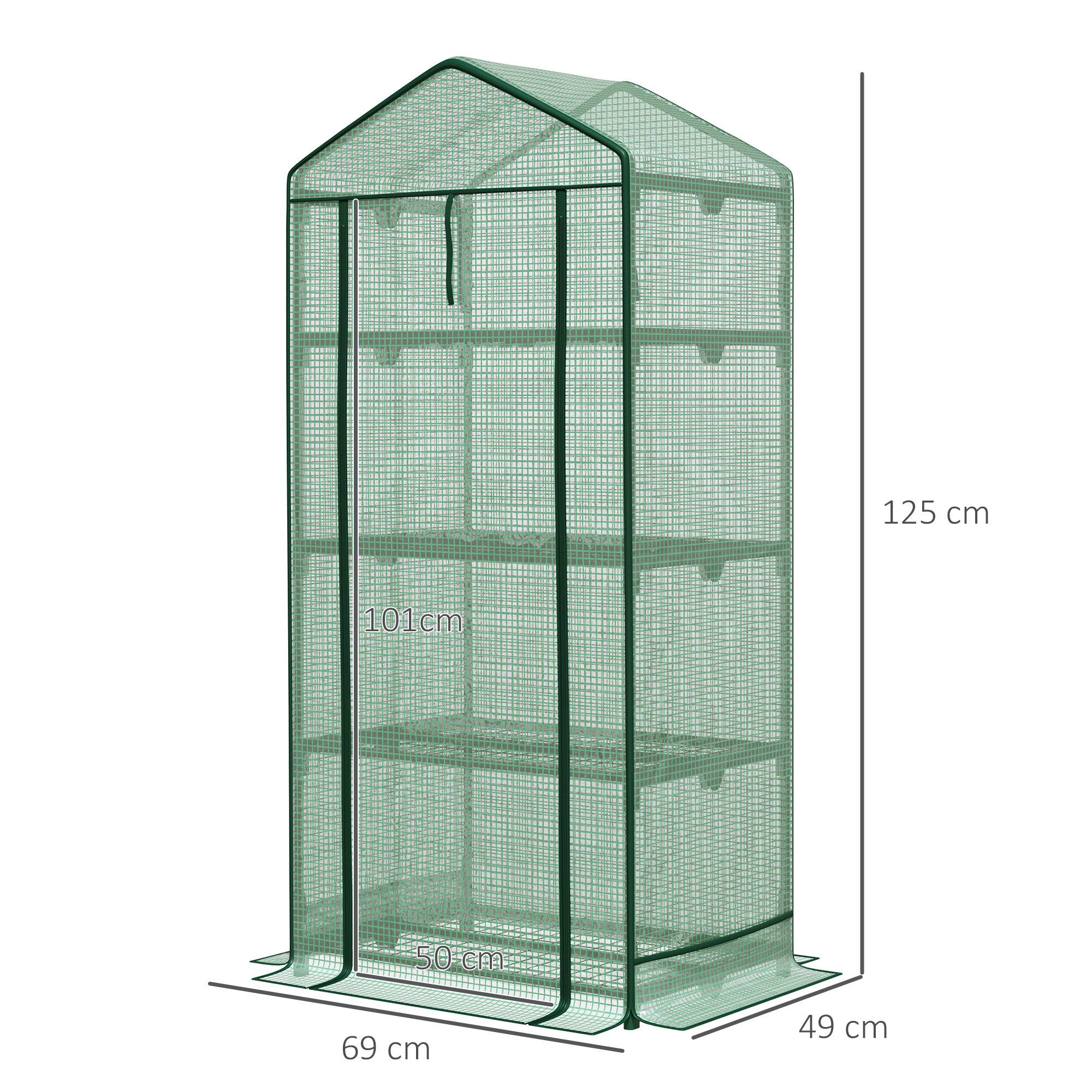 Mini serre balcon métal PE culture plantes 3 étagères porte zippée 69x49x125cm vert - ComfortXL Outdoor Living - Image 5