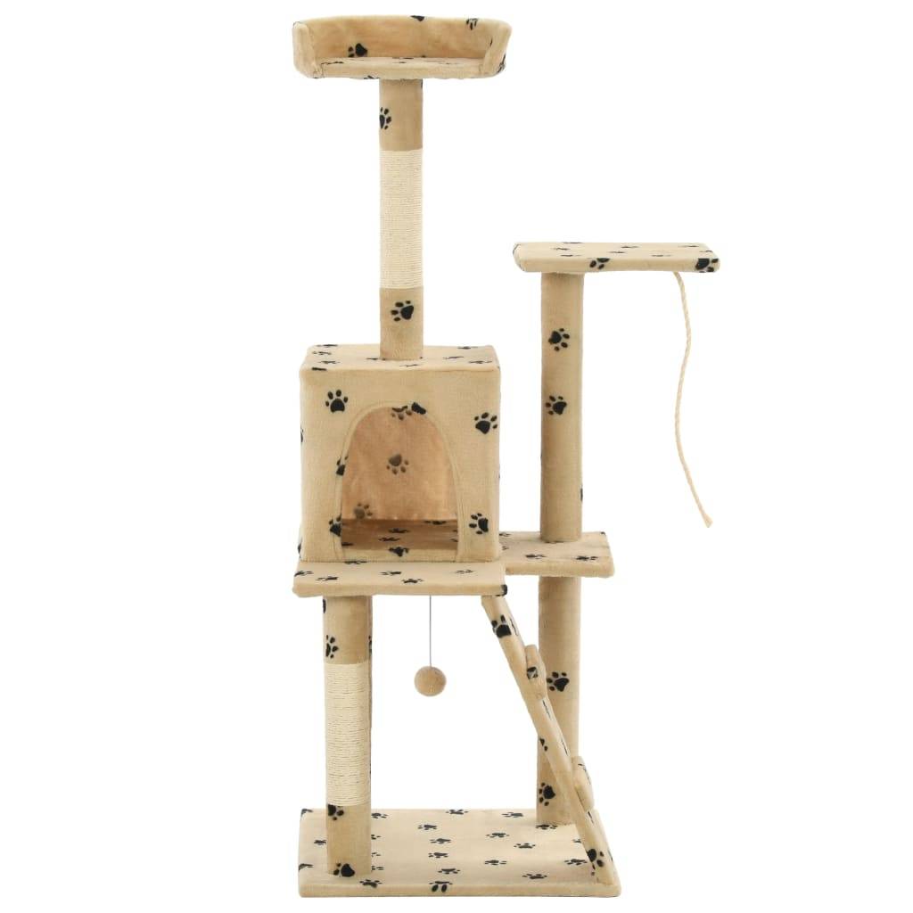 Vidaxl - Arbre à chat avec griffoirs en sisal 120 cm Beige Motif pattes vidaXL 170593 - Imagen 2