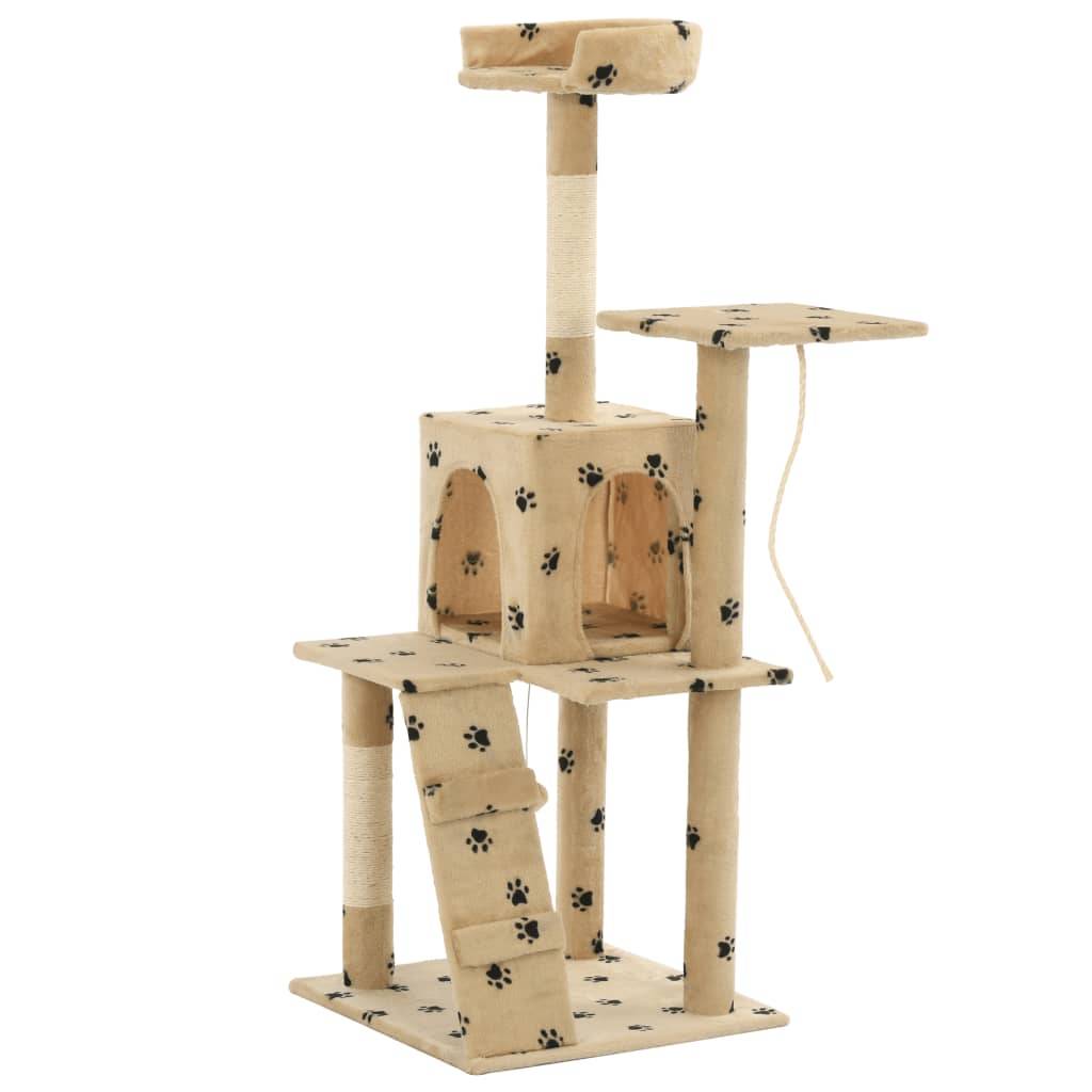 Vidaxl - Arbre à chat avec griffoirs en sisal 120 cm Beige Motif pattes vidaXL 170593 - Imagen 8