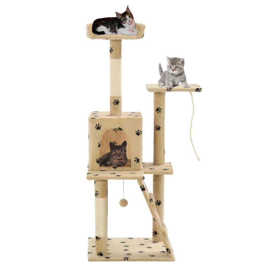 Vidaxl - Arbre à chat avec griffoirs en sisal 120 cm Beige Motif pattes vidaXL 170593 - Imagen 1