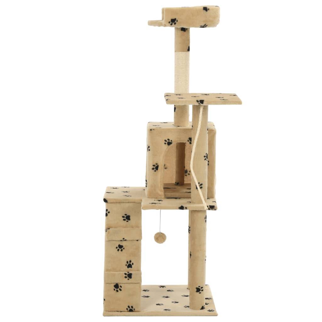 Vidaxl - Arbre à chat avec griffoirs en sisal 120 cm Beige Motif pattes vidaXL 170593 - Imagen 7
