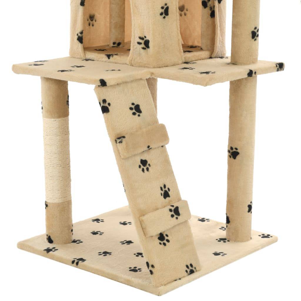 Vidaxl - Arbre à chat avec griffoirs en sisal 120 cm Beige Motif pattes vidaXL 170593 - Imagen 6