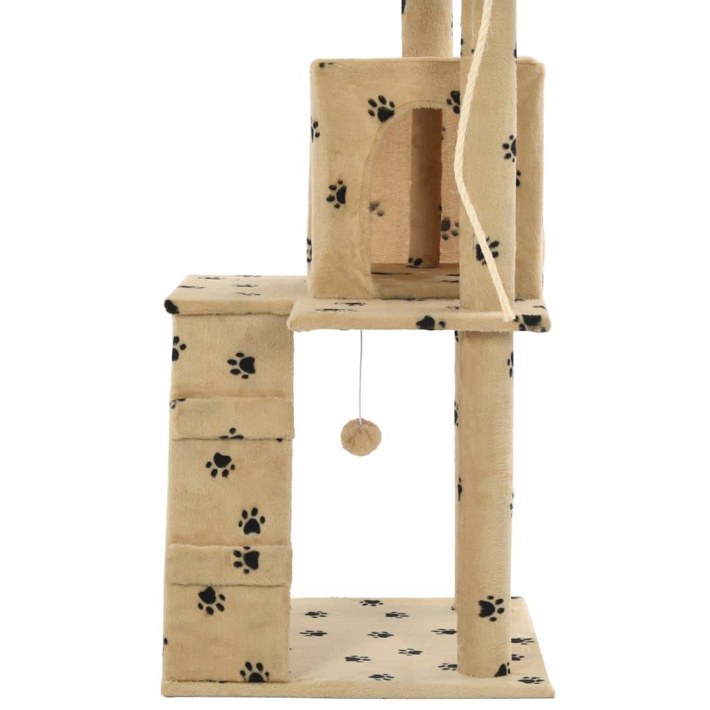 Vidaxl - Arbre à chat avec griffoirs en sisal 120 cm Beige Motif pattes vidaXL 170593 - Imagen 5