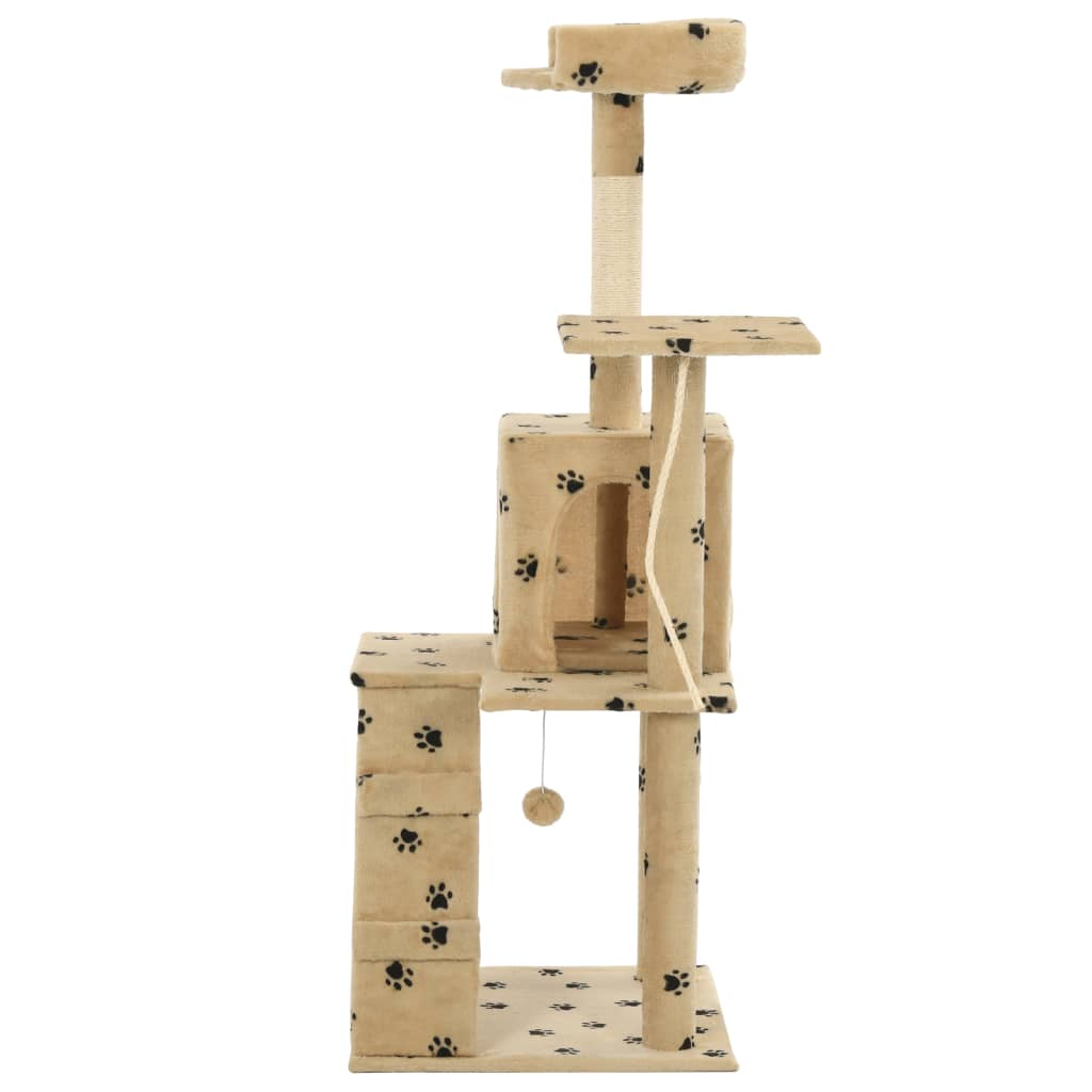 Vidaxl - Arbre à chat avec griffoirs en sisal 120 cm Beige Motif pattes vidaXL 170593 - Imagen 3