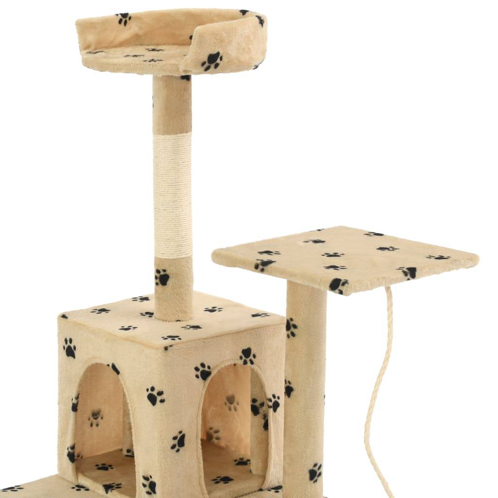 Vidaxl - Arbre à chat avec griffoirs en sisal 120 cm Beige Motif pattes vidaXL 170593 - Imagen 4