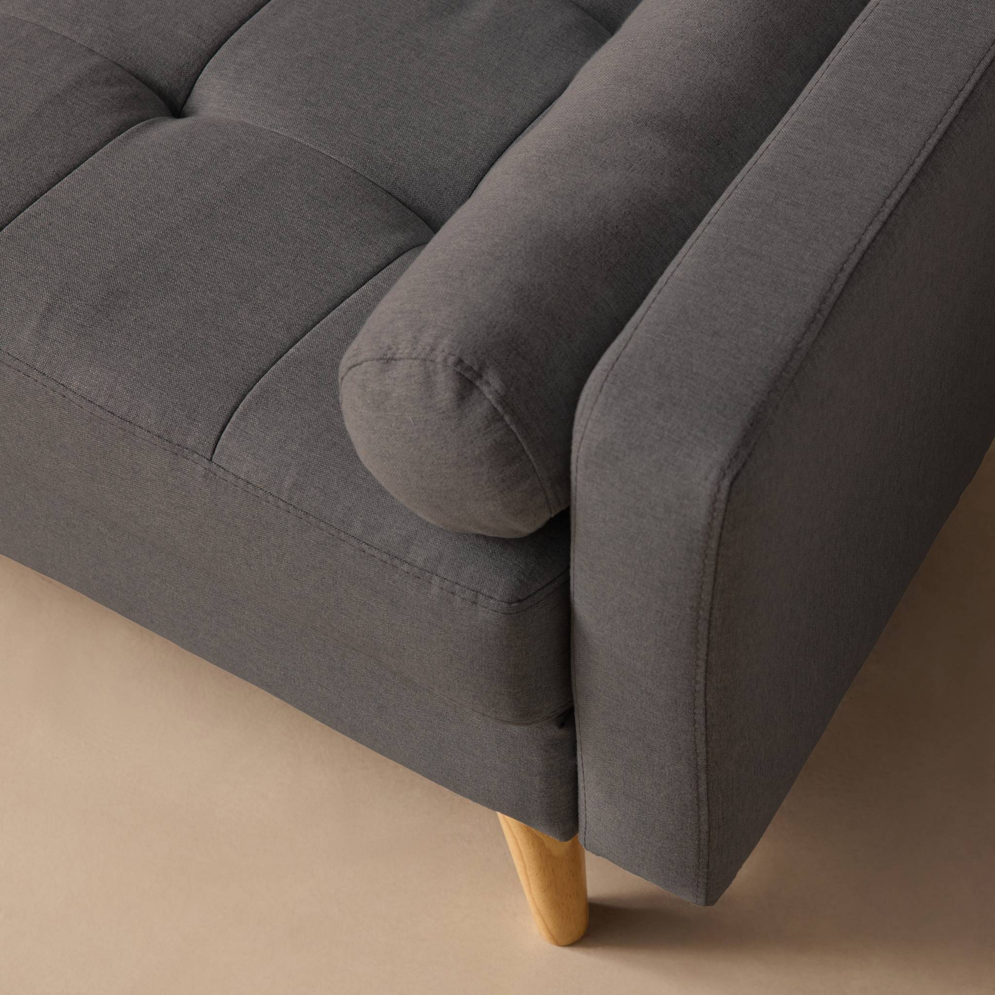 sweeek - Canapé en tissu gris foncé. 3 places scandinave fixe. droit. pieds bois  | sweeek - Image 6