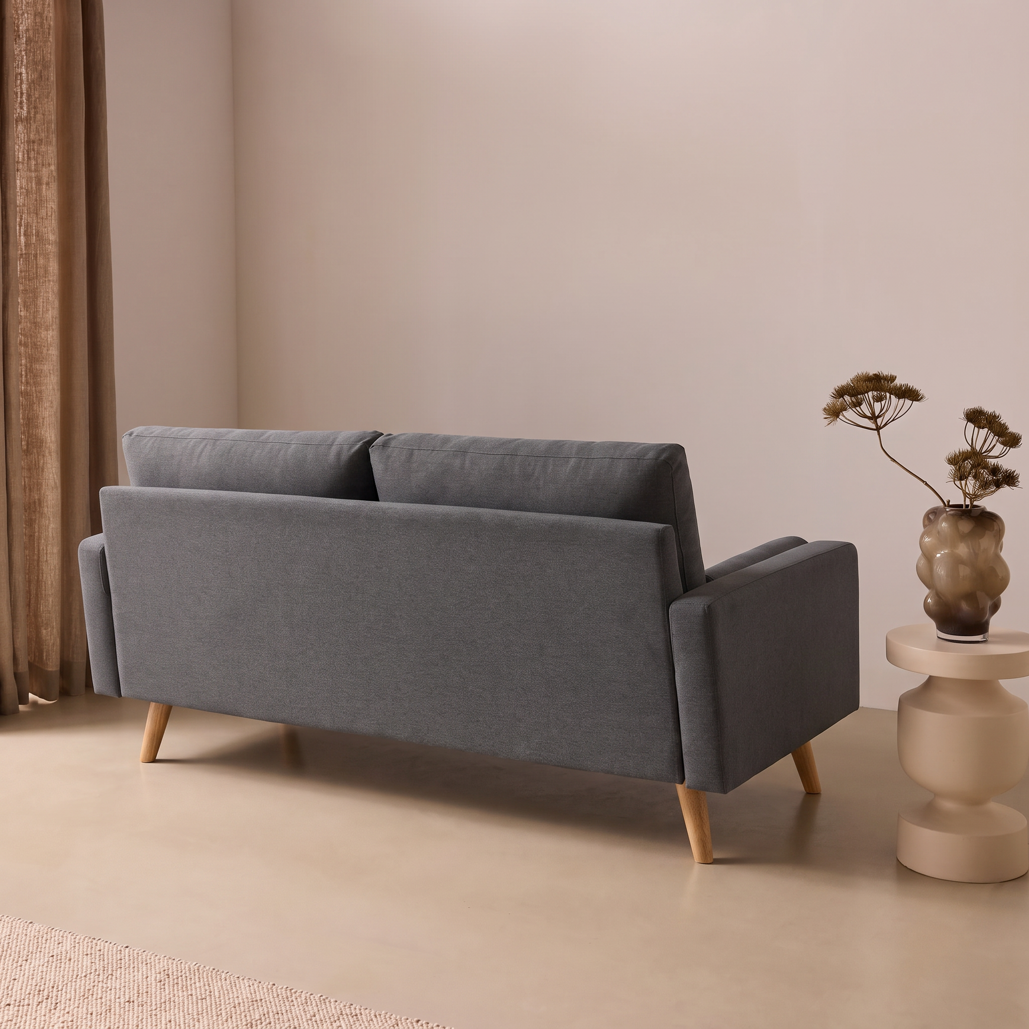 sweeek - Canapé en tissu gris foncé. 3 places scandinave fixe. droit. pieds bois | sweeek - Image 7