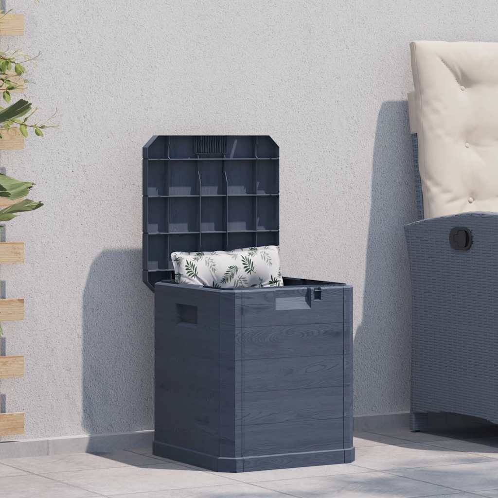 Coffre Rangement Compact Plastique Texture Bois pour Balcon 90L Anthracite 42,5x44x50 cm – ComfortXL Outdoor Living - Image 1