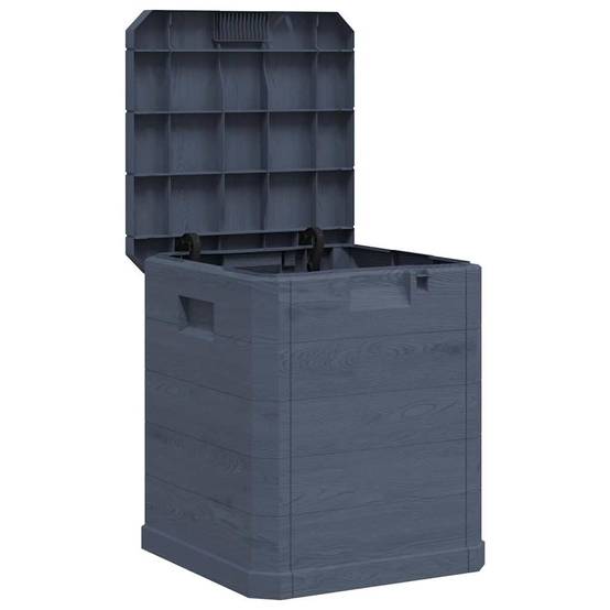 Coffre Rangement Compact Plastique Texture Bois pour Balcon 90L Anthracite 42,5x44x50 cm – ComfortXL Outdoor Living - Image 2