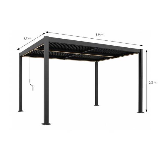 Pergola bioclimatique à LED 4x3m structure aluminium lames orientables CORFU - Image 3