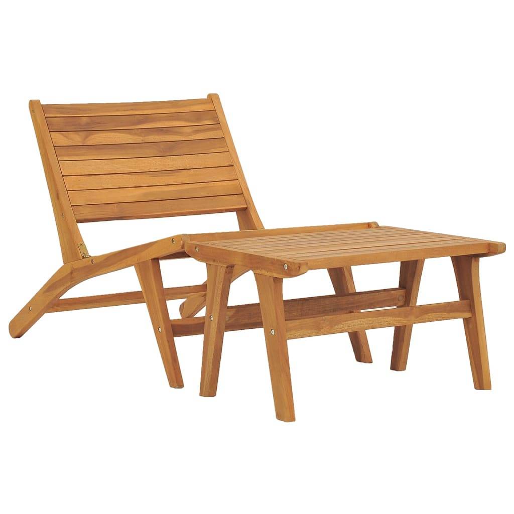 Vidaxl - Chaise de jardin avec repose-pied Bois de teck solide vidaXL 49366 - Imagen 1