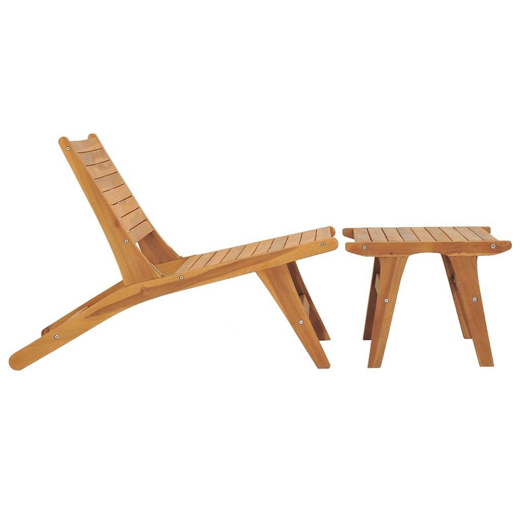 Vidaxl - Chaise de jardin avec repose-pied Bois de teck solide vidaXL 49366 - Imagen 2
