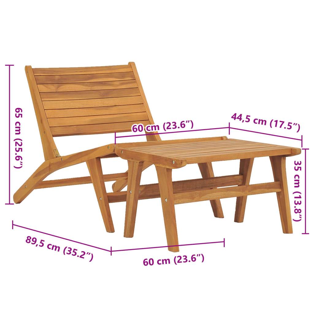 Vidaxl - Chaise de jardin avec repose-pied Bois de teck solide vidaXL 49366 - Imagen 3
