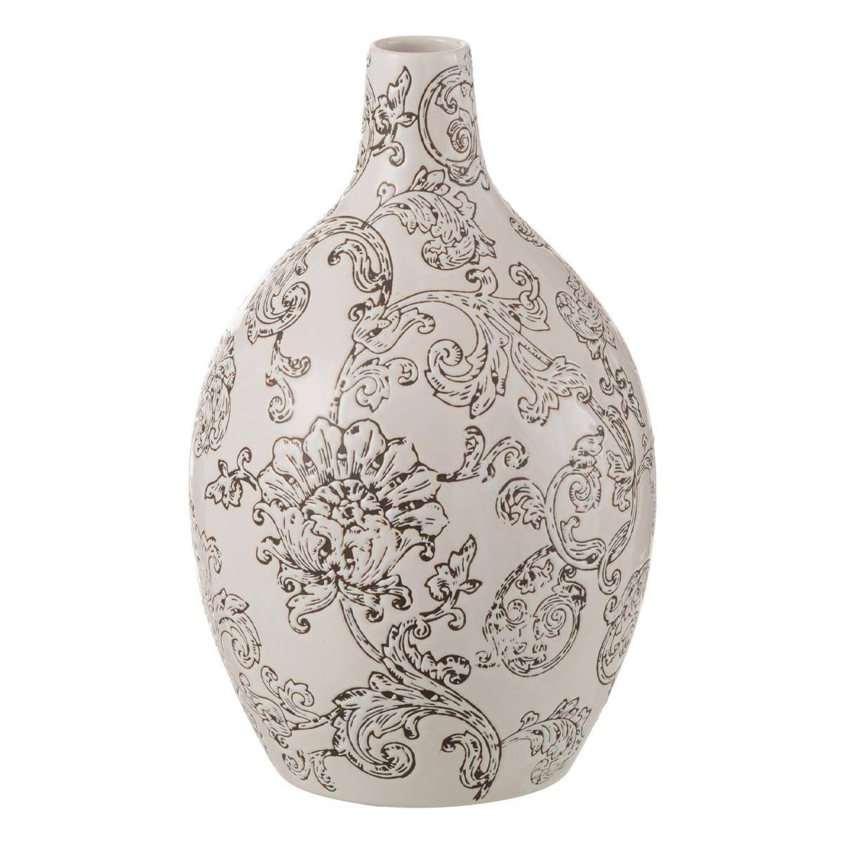 Vase Rond en Porcelaine "Zen" 33cm Noir & Blanc